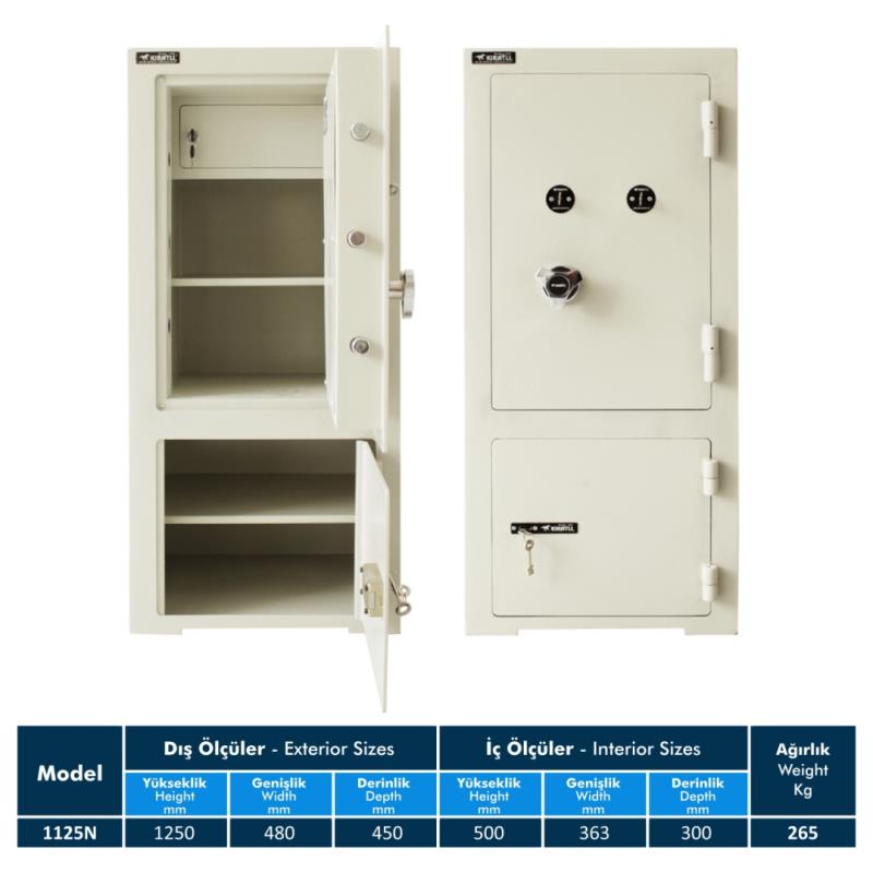 1125N KK Altı Dolaplı Çelik Kasa